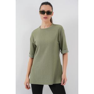 Bigdart T-Shirt En Maille Fendue Sur Le Côté 4332 - Vert Amande