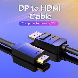 Câble DisplayPort vers HDMI Mâle - Câble Adaptateur Direct Haute Performance Full HD 1080P - Pour Ordinateur Portable, PC, TV, Moniteur et Projecteur - Noir, Plug & Play