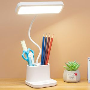 TodyJeyHo Lampe de bureau rechargeable compacte pour maison, bureau, chambre, lampe d'étude pour enfants et adolescents, blanche, LED, avec range-stylos, mini, éclairage pour ordinateur, clavier, bureau, tâches, pour chambre d'étudiant.