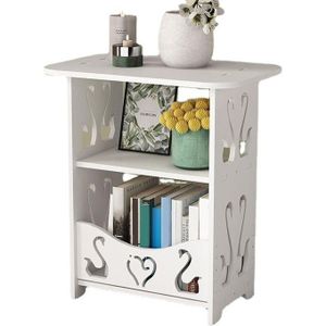 Petite table de chevet , multifonctionnelle, peu encombrante, blanche, avec étagère de rangement, idéale pour le salon, la maison ou la chambre à coucher.