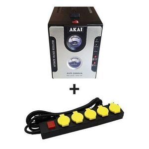 AKAI Stabilisateur De 2000 AV +une Multiprise 5 Prises jaune noire