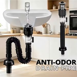 Gray Stars Accessoires Pour Salle De Bain Et Cuisine ,Tuyau D'évier, Anti-odeurs Et Anti-Insectes,Tuyau D'évacuation Intégré – Noir
