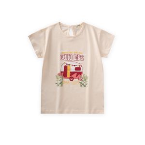 Cigit T-shirt Fille imprimé caravane bohème - Écru