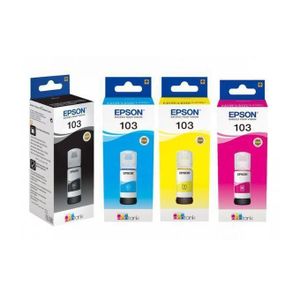 Epson Epson-KIT de 4 Bouteilles D’encre compatible –Epson 103 Noir Bleu Rouge Jaune 4x65ml
