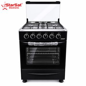 Starsat Cuisinière À Gaz 60X60 - 4 Feux - Grill - Plateau Dans Le Four - 2 Boutons Dans Le Four Haut et bas - Garantie 12 Mois / Modèle BL3