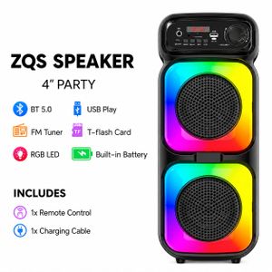 SinG-e ZQS PartyBox Bluetooth LED 4” – Haut-parleur Portable Sans Fil avec Basses Puissantes, RGB LED, USB/TF/FM/AUX
