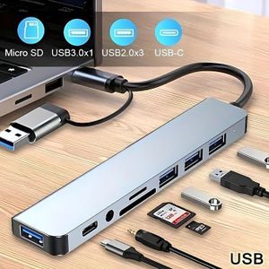 8 en 1 Ports USB A Type C Hub Concentrator Station d'accueil 3 0 Multi Adaptateur SD TF Lecteur de cartes Audio Multi-hub Dock Splitter-