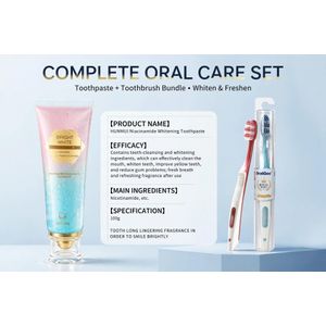 Dentifrice blanchissant les dents à la niacinamide plus une brosse à dents offert