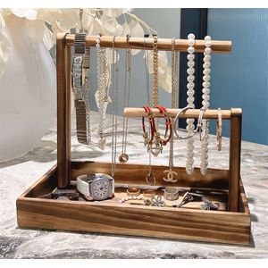 Présentoir De Rangement De Bijoux En Bois Massif