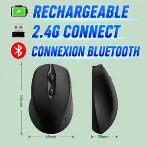 RENO  Souris Bluetooth sans fil double mode 2.4G Souris sans fil rechargeable