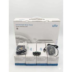 Uniview  Kit 4Caméras Infrarouge 2MP+ DVR 4CH+4connecteurs DC-Vidéosurveillance 24H-Sécurité-Installation Facile- SANS CABLE ET SANS DISQUE DUR