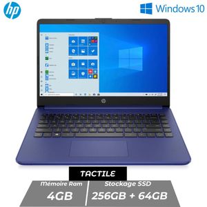 Hp Notebook 14-fq0037nr - Dual Core - 4GB RAM - 256GB SSD + 64GB SSD - Écran 14 pouces TACTILE - Windows 10 + Office - AZERTY - Garantie 12 mois