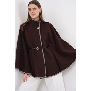 Bigdart Poncho En Cachemire à Détails De Surpiqûres Pour Femme 9166 - Marron