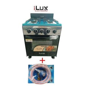 Ilux Cuisinière 4 Feux LXG-15S- INOX +Raccord