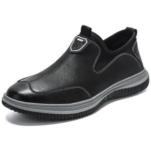 Chaussures de sport décontractées pour hommes en cuir souple, chaussures plates confortables