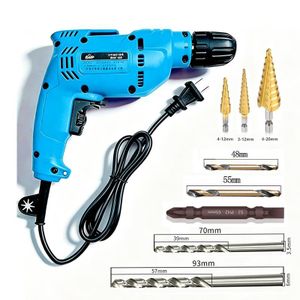 Kingnote Contient 3 forets à tour, 2 forets tournants et un foret double extrémité. SET COMPLET : Kit compact de perceuse et d'outils à vis – Perceuse électrique avec câble – Ensemble d'outils électriques essentiel pour l'usage domestique