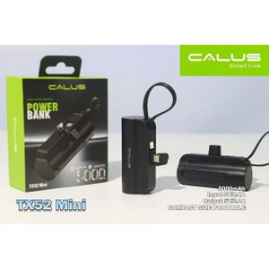 CALUS Mini Power Bank 5000mAh TX52 Mini Noir - Type-C Et Iphone 10W Charge Stable Secuirisé - Bonne Qualité