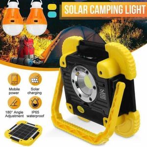 Lampe Solaire LED Portable, Rechargeable Par USB, Lampe De Poche Réglable à 360 ° Avec Ampoule, Pour L’extérieur, Jardin, Camping, Tente, Pêche