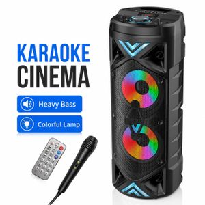 SinG-e  Enceinte Bluetooth Portable Sing-ZQS avec LED RGB, Microphone Filaire, Télécommande, Radio FM, USB, Carte TF et Batterie Rechargeable