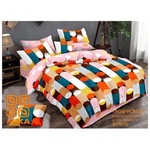 Mika Ensemble de Literie 4 Pièces – 2 Draps + 2 Taies d'Oreillers – 3 Places – Coton Doux – Confortable et Résistant
