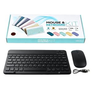 Ensemble clavier et souris Bluetooth sans fil rechargeables, fin et portable, avec surface anti-traces de doigts, pour tablette, téléphone et ordinateur portable - noir