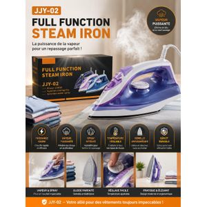 Fer à Repasser Électrique Full Function Steam Iron JJY-02 - Semelle Antiadhésive