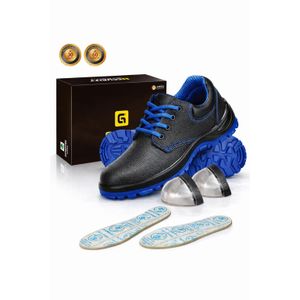 GUYISA Chaussures de Sécurité Antidérapantes et Anti-Perforation avec Embout en Acier – Lacets BleusChaussures de Sécurité Antidérapantes et Anti-Perforation avec Embout en Acier – Lacets Bleus