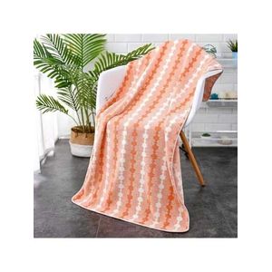 Wide Stripe, Deep Stripe, Coralline Velvet Print Towel Bath Towel Set       70*140cm