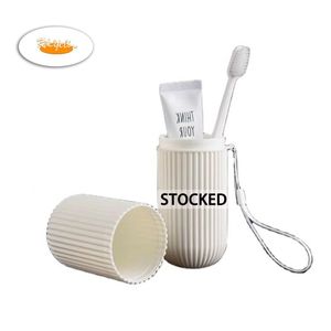 Lot De 2 Étui Portable pour Brosse à Dents et Dentifrice – Boîte de Voyage Hygiénique - Beige
