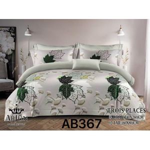 Drap Ensemble complet 3 places - Le charme de la nature en vert et blanc !