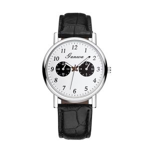 Montre à Quartz Simple Loisirs pour Hommes Bracelet Cuir - Noir