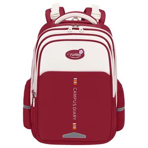 Sac a Dos Ecolier pour les classes de CP/CM Rouge/Beigne