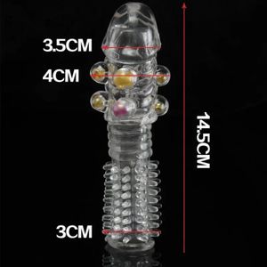 Manchon pénien en silicone réutilisable / Préservatif texturé avec picots et perles