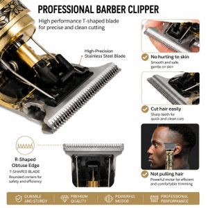 Tondeuse Professionnelle Sans Fil Pour Cheveux Et Barbe - Lame T en Acier Inoxydable - Motif Bouddha Vintage - Rechargeable USB