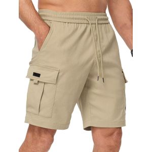 Kepokasn Shorts cargo homme à taille extensible - kaki