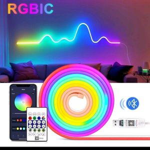 Bande lumineuse néon LED avec télécommande via application, bande LED néon étanche pour chambre, salle de jeux, décoration extérieure - 3 m