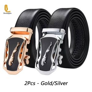 BoutiqQila Lot 2 Ceinture Homme Simili Cuir Boucle Automatique Léopard, Résistante