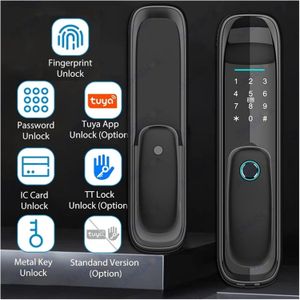 Serrure-Porte Connectée Domotique WiFi Tuya 5-en-1 : Empreinte digitale, Code, Carte, Clé & Alexa/Google