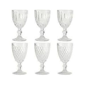 Lot de 6 Verres à Vin, pied baroques, en cristal translucide sans plomb