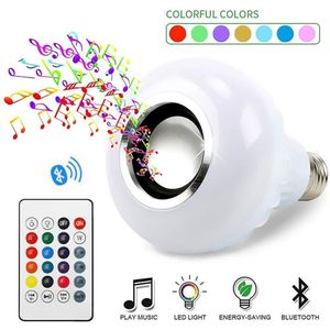 Ampoule musicale Bluetooth colorée RGB, ampoule musicale Bluetooth intelligente E27, télécommande sans fil, éclairage de scène musical