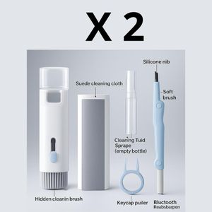 Lots de 2 Kits de nettoyage 7 en 1 pour ordinateur, nettoyeur de clavier, kit de nettoyage pour écran, téléphone, casque, Lego, objectif d'appareil photo - BLEU