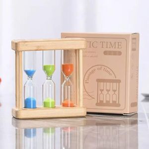 Sablier Décoratif Triple Minuteur – Design Bois & Sable Coloré