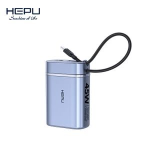 Hepu Mini Power Bank 20000mAh HP-A38 Bleu - 45W Ultra Rapide - Câble Type-C Intégré - Écran LED - Multi-Ports - Samsung Huawei Tecno iPhone Etc
