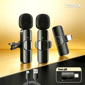 Basix Microphone cravate sans fil pour iPhone et Android, microphone USB-C avec réduction de bruit pour les interviews et le streaming en direct. Mini micro