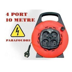 Puissant Rallonge Professionnel Enrouleur 4 PRISE 10M
