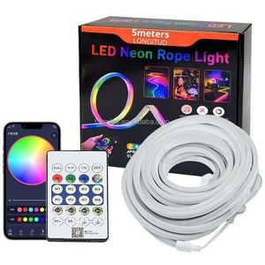 Bande lumineux Ruban LED Néon Flexible RGB 5M – Contrôle Smartphone & Télécommande (Lumière Ambiance Déco)