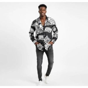 Men's black and white patterned shirt 2954773 L