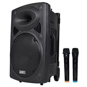 Jiepak Enceinte Bluetooth Portable + 2 Micros + 1 Télécommande + 1 Chargeur D-15 - Noir - Garantie 06 Mois