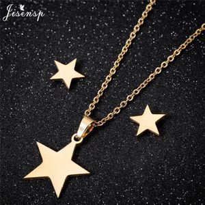 3D Fashion Ensemble Chaîne et boucle d'oreille femme Doré 45cm En Acier Inoxydable Pendentif Etoile idéal cadeau pour saint  valentin 
