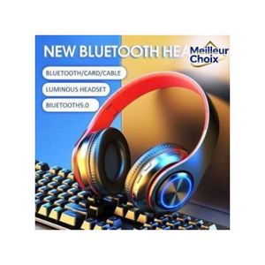 Casque Stéréo Sans Fil B39 Bluetooth 5.0 Lumineux Et Coloré, Écouteurs Supra-Auriculaires Avec Basses Puissantes, Écouteurs Pour Jeux, Musique Et Sports - Multicolore